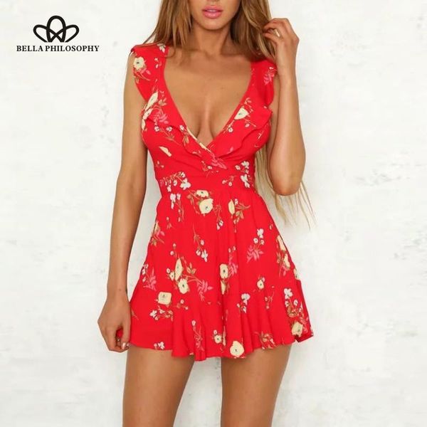 

women's jumpsuits & rompers philosophy 2021 spring women loose print sleeveless fashion casual bow lotus leaf halter, Black;white