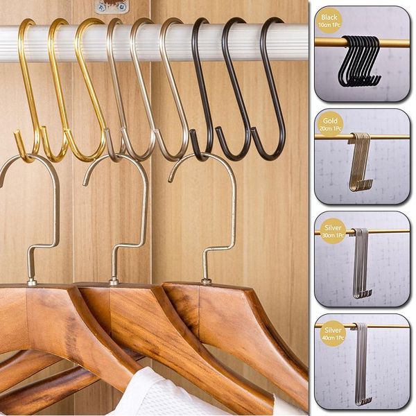 

hooks & rails s shaped metal stainless steel railing hanging storage hook for home kitchen bathroom sundries organizer holder tools