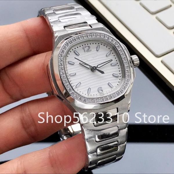 

wristwatches luxury women mechanical wrist watch classic tourbillon automatic self wind watches fashion geometric square steel, Slivery;brown