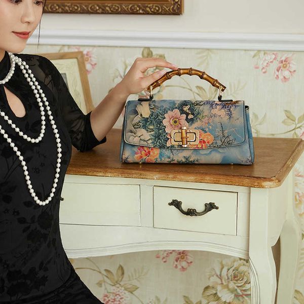 

2022 spring new cheongsam leather antique handbag women's bag handmade boston bag dinner style of the republic of china