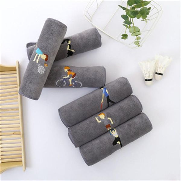 

towel gray embroidery sports fitness absorbent bath outdoor fashion microfiber quick-drying beach towels movement
