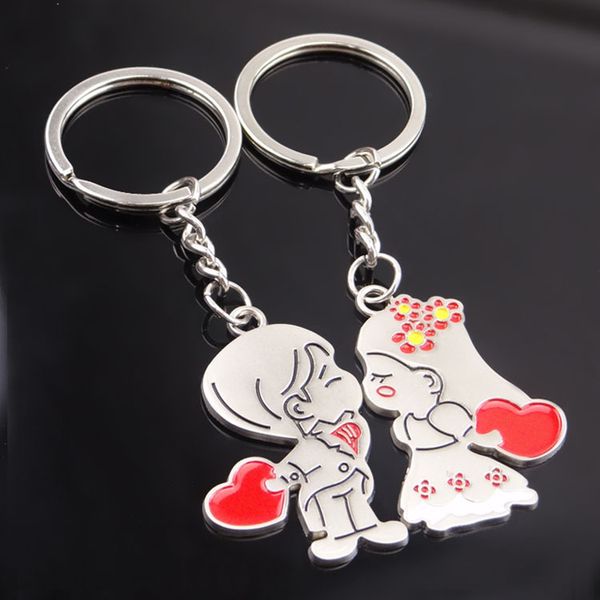 

keychains metal heart kissing couple key ring creative personality valentine's day gifts can be engraved, Silver