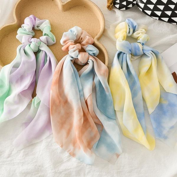 

hair clips & barrettes fashionable tie-dye ribbon tied knot large intestine circle foreign style versatile chiffon ring accessories, Golden;silver