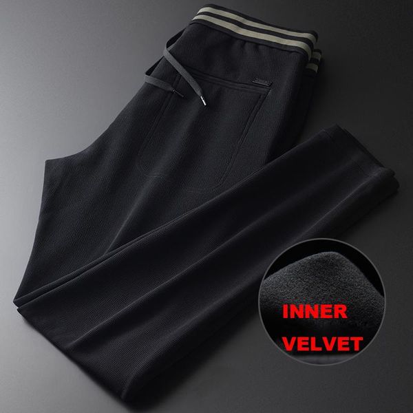 

men's pants luxury contrast color rib black elastic waist mens autumn fashion casual drawstring trousers