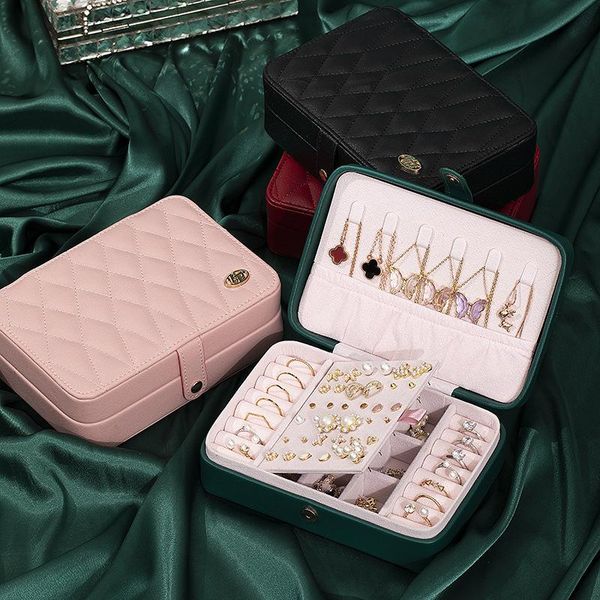 

storage bottles & jars 2021 jewelry organize box ring necklace display pu leather earring case gift for woman