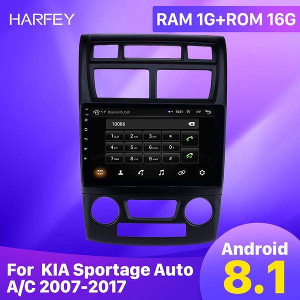 Android 9 inç Araba DVD Multimedya Palyer Kia Sportage Auto a / c 2007-2017 2.5D Ekran GPS Radyo 2Din