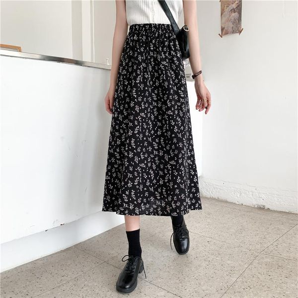 

skirts 2021 spring woman floral skirt womens long summer women plus size clothing female high waist mujer faldas tn2782, Black