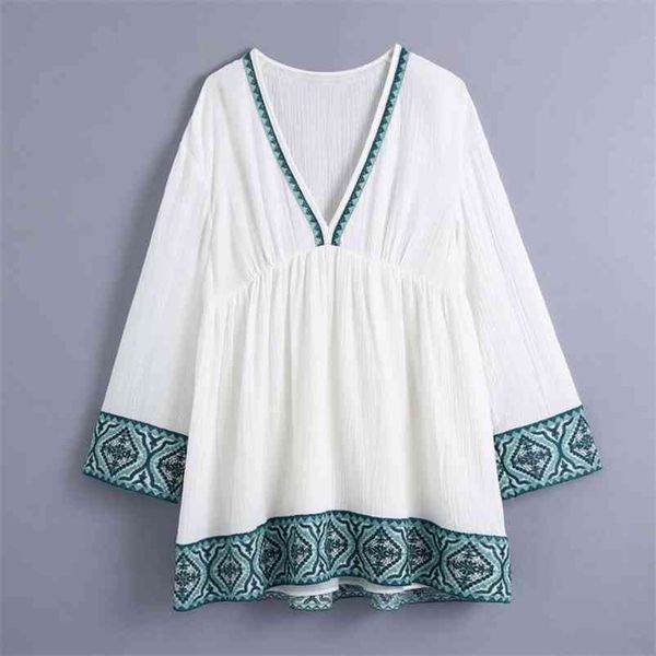 

summer women vintage embroidery v neck mini dress female nine quarter sleeve clothes casual lady loose vestido d7627 210430, Black;gray