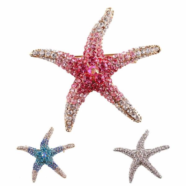 

pins, brooches crystal starfish scarf lapel pins brooch green jewelry antique silver plated accessories for women girl high quality, Gray