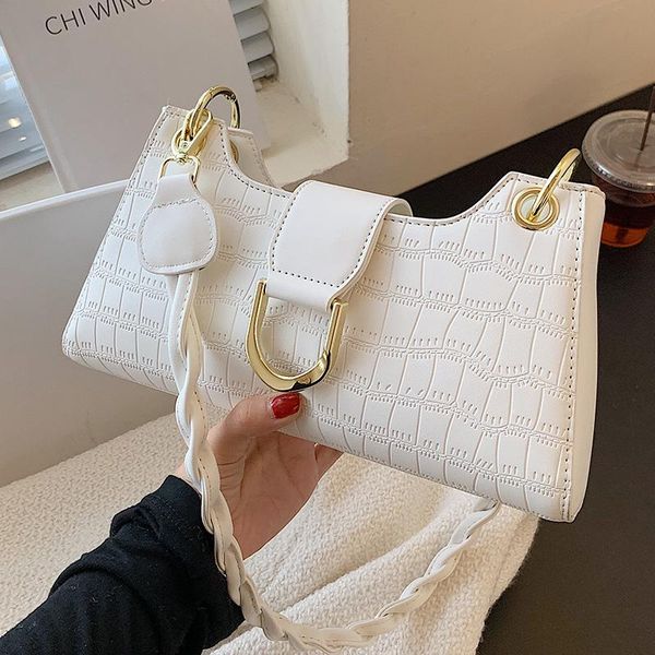 

evening bags small designer shoulder for women 2021 stone pattern messenger bag ladies pure color handbags wild white crossbody
