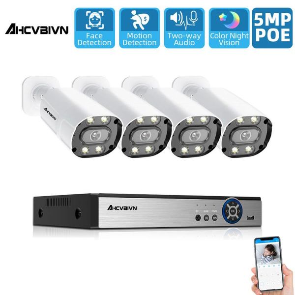 

ultra hd cctv poe camera two-way audio h.265 kit 8ch nvr outdoor home waterproof video security surveillance system kits wireless