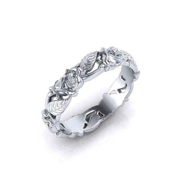 

wedding rings women leaf flower 925 silver white band engagement ring size 6-10, Slivery;golden