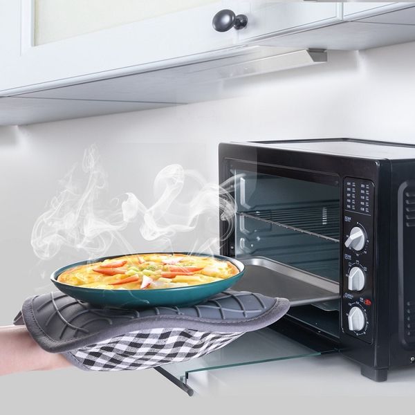 Set di guanti da forno e presine in silicone con fodera trapuntata Guanti da cucina domestici resistenti al calore per cucinare Cottura alla griglia T2I51924