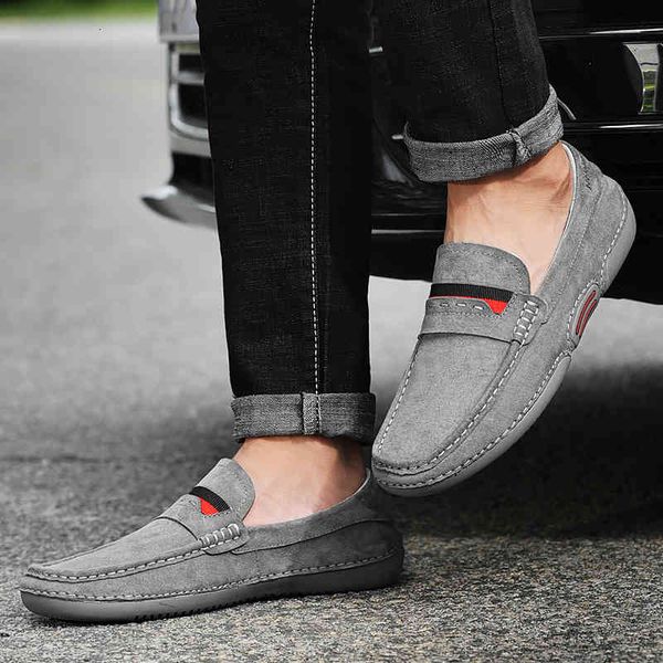 

dress shoes sapatos de camurça para homem outono mocassins couro genuíno mocasin masculino calçados originais slizamento sobre zapatos hombr, Black