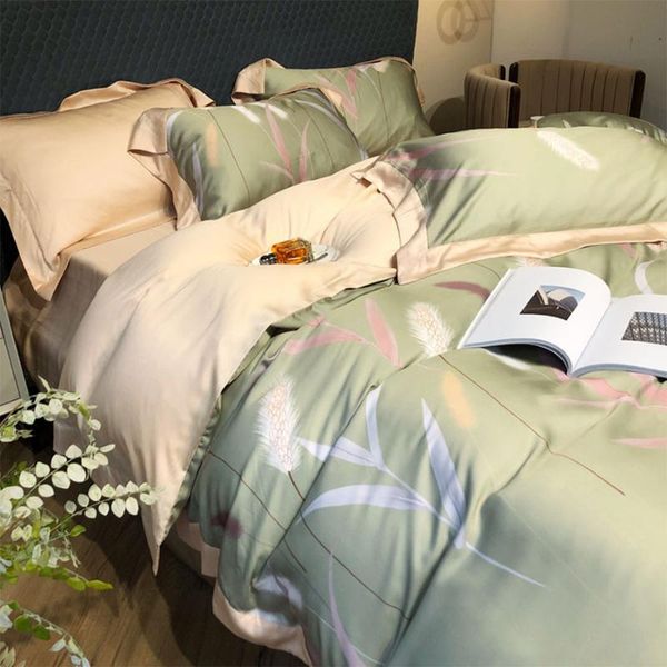 

bedding sets vintage pastoral green plant set adult,full  king comfortable double home textile bed sheet pillow case duvet cover