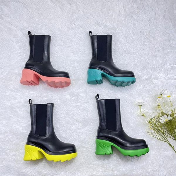 

2021 new logo bottega-booties tire boots man women platform chunky boot lady boot luxury designer women boots mid-calf designer boots 35--40, Black