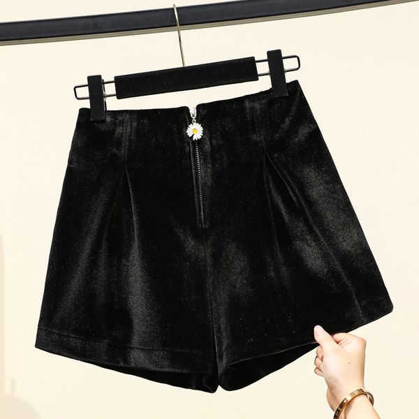 

short big autumn size women's clothing gold velvet loose leg casual elastic high waist boots spring y979 shorts l081, White;black