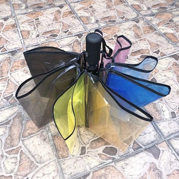 

umbrellas fully automatic folding umbrella rainbow transparent large women men auto big clear girls parasol kids luxury