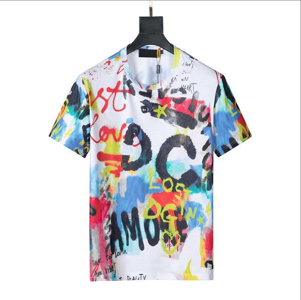 

famous mens high t shirt letter print round neck short sleeve black white fashion men women tees #6548282, White;black