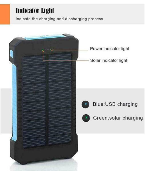 

fast charging solar power bank 10000mah waterproof portable for iphone