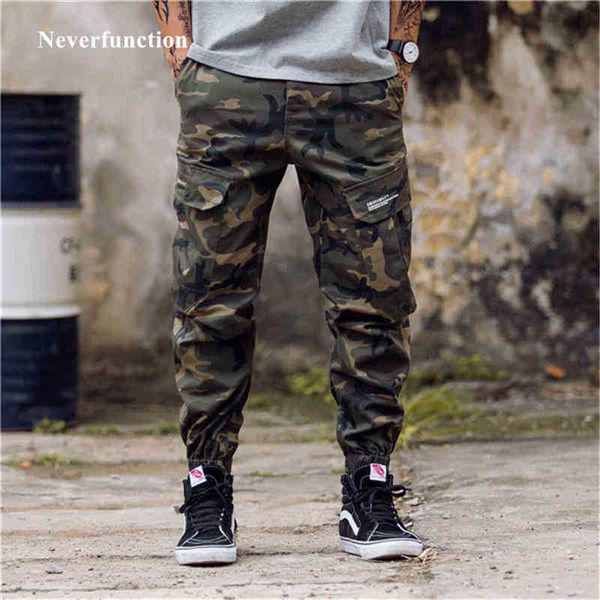 

men's pants pant men camouflage fashion brand designer big pocket elastic waist drawstring hip hop joggers sweat t046, Black