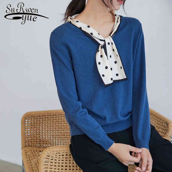 

autumn casual women clothing knitted sweater soft loose long sleeve v-neck fashion blouse 6084 50 210508, White;black