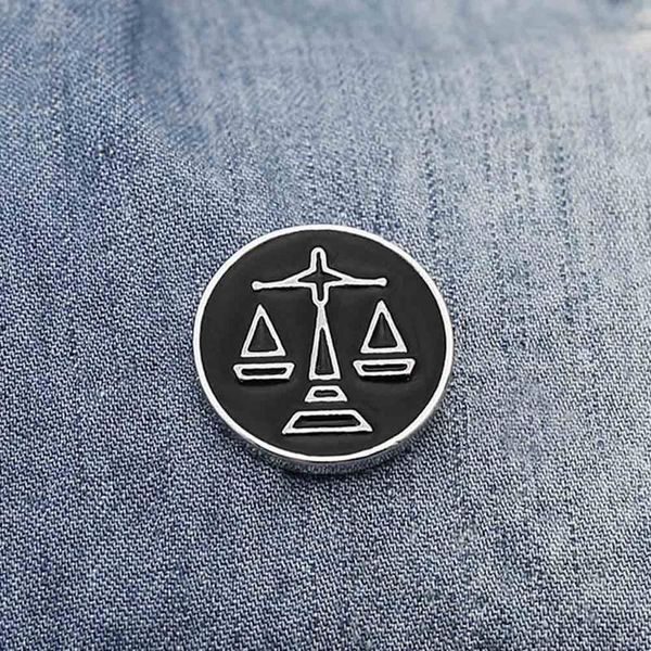 

pins, brooches libra scales for men round balance badges suit brooch pins collar decorated shirt accessories brand jewelry, Gray