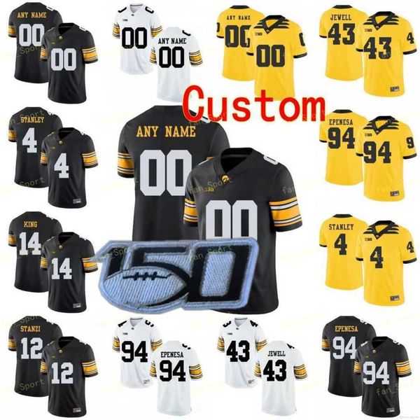 

iowa hawkeyes football jersey ncaa college 34 kristian welch 52 amani jones 87 noah fant 98 anthony nelson 74 tristan wirfs 68 brandon scher, Black