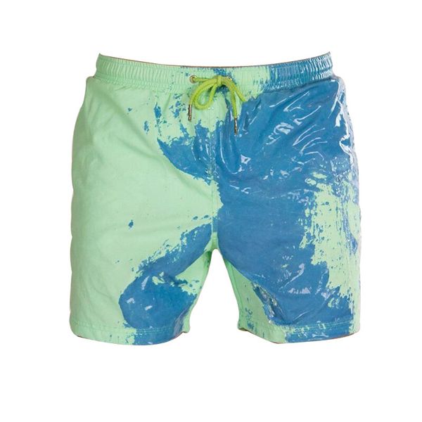 

men's shorts 2021 water color changing swimming trunks beach pants personalized large size warm, White;black