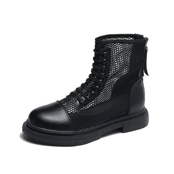 

boots female british style spring and summer breathable thin mesh wild tide short sandals c717, Black