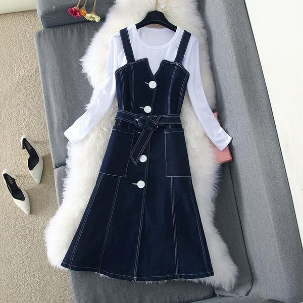 

women summer strap denim dresses casual fashion slim button jeans dress sleeveless female suspender with belt, Black;gray