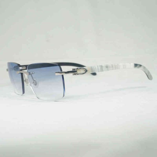 

2022 factory wholesale new vintage natural horn sunglasses men wood rimless glasses women accessory metal frame oculos square gafas for club, White;black