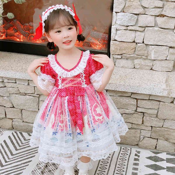 

girls' dresses girls lolita bow princess ses for kids birthday baptism ball gown with headband 2pcs boutique children clothes, Red;yellow