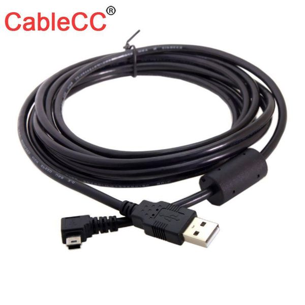 

video cables & connectors zihan mini usb b type 5pin male left angled 90 degree to 2.0 data cable with ferrite 3.0m