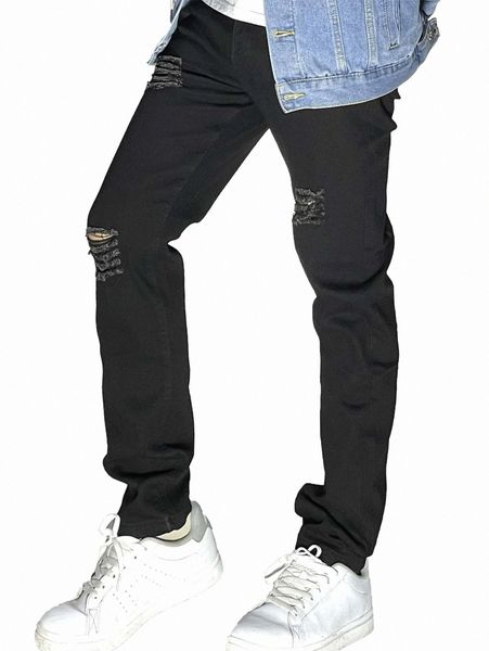 

romwe guys ripped jeans c1vl#, Blue
