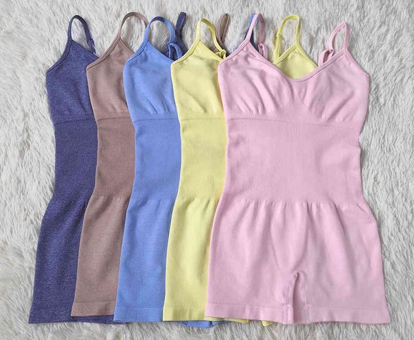 

women's tracksuits push up sports jumpsuit seamless yoga fitness dance pants clothing sets w17o, Gray