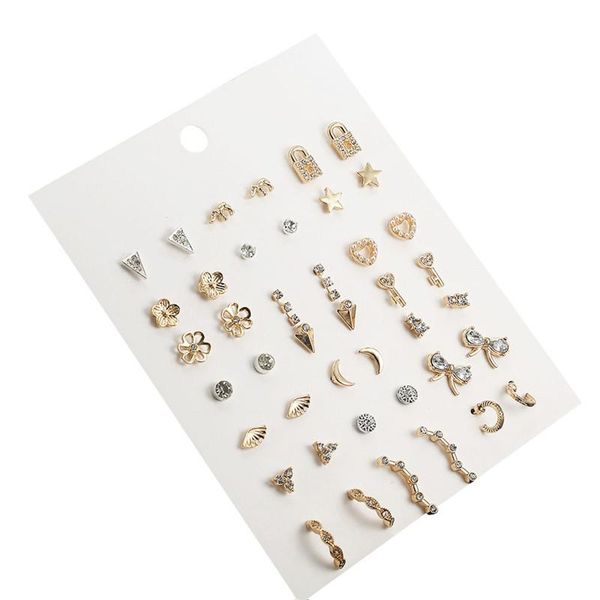 

dangle & chandelier mixed small earrings set simple geometric stud for women girls tiny ear studs pendientes earring, Silver