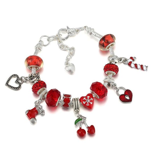 

charm bracelets yexcodes winter festive red year transit bead women bracelet diy brand children's jewelry direct shipment, Golden;silver