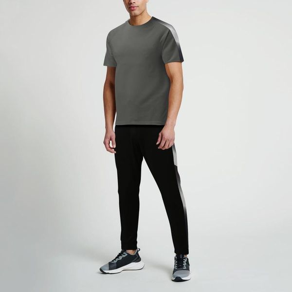 

men's tracksuits summer t-shirt set sportswear basketball sports fitness 2-piece beach short sleeve t shirts & long pants sets, Gray