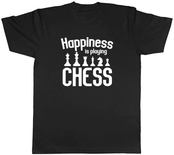 

Happiness is Playing Chess Mens Womens Ladies T-Shirt, White;black