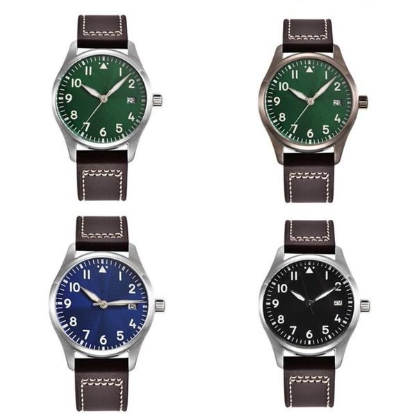 

wristwatches corgeut 40mm military men's watches simple style mechanical vintage leather strap seagull waterproof luminous wristwatch, Slivery;brown