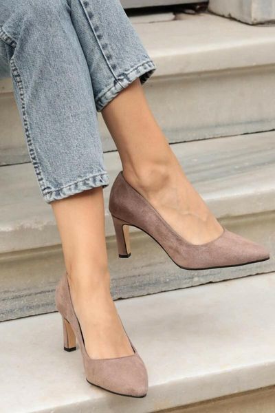 

dress shoes 2021 fashion mary jane suade pumps ,women med high heels ladies pointed toe heeled shoe for woman office casual, Black