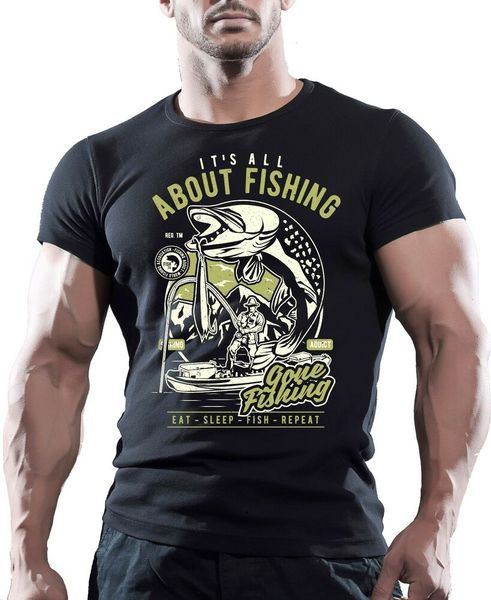 

It's All About Fishing Printed T Shirt Perfect Gift For Fishing, White;black