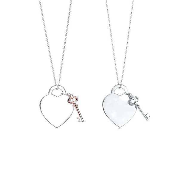 

luxury christmas gift 925 silver love necklaces +bracelet wedding statement jewelry heart pendant necklaces bangle sets 2 in 1 tfny designer