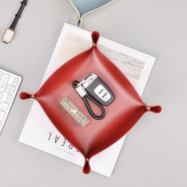 

leather tray square storage european style jewelry deskkitchen & organization