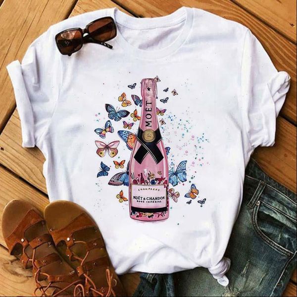 

womens women vogue t shirt colorful wine with butterfly printed tshirt casual short sleeve tee female clothes graphic, White