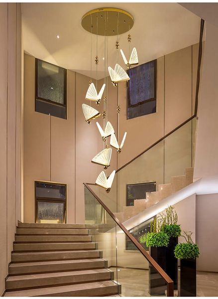Luxus Schmetterling Pendelleuchte Treppenlampe für Küche Esszimmer Kaffee Haus Schlafzimmer Federung Hängen