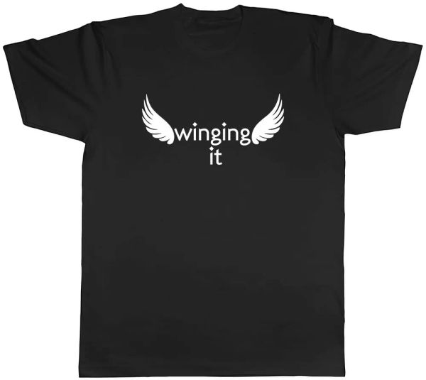 

winging it mens t-shirt tee, White;black
