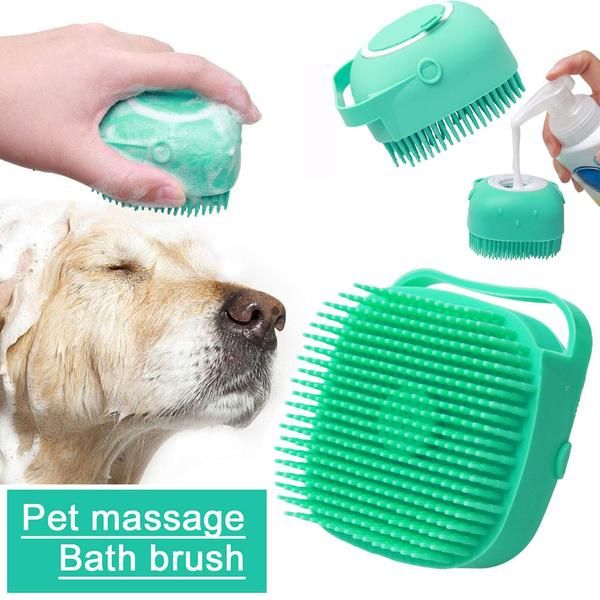 

pet dog shampoo brush cat massage comb grooming scrubber rubber brushes for bathing short hair soft silicone ingredient bath brushes, sponge