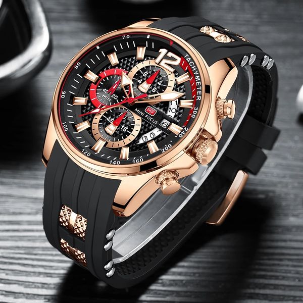 

mini focus men's watch brand luxury quartz watch waterproof sports, Slivery;brown